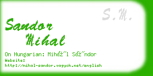 sandor mihal business card